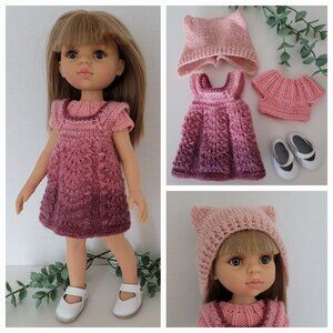 Adorable Handknit Outfit & Handcrafted Leather Shoes for 32cm Paola Reina Dolls